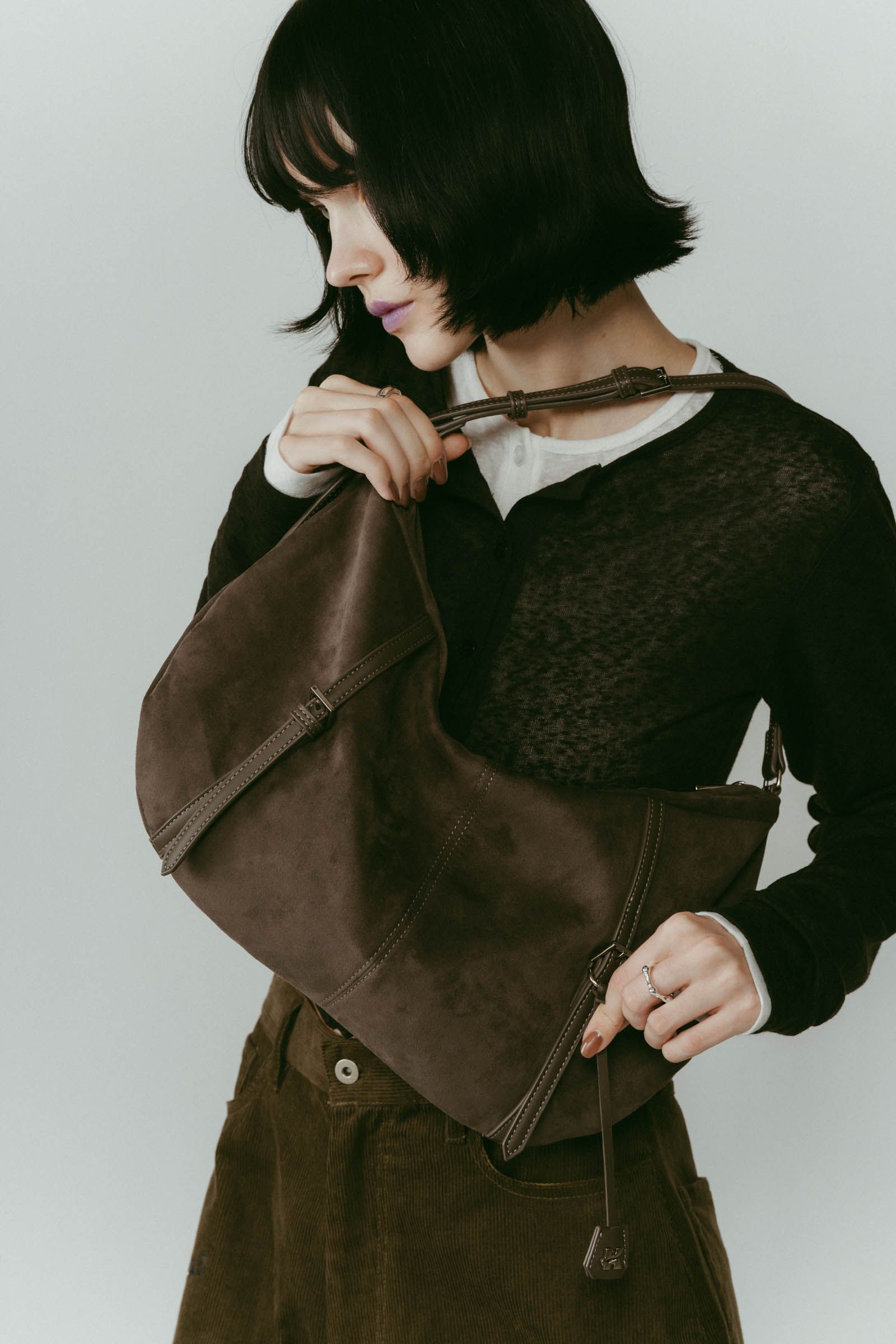 Knuth Marf - suede moon bag / スエード ムーンバッグ (グレー) | Sir