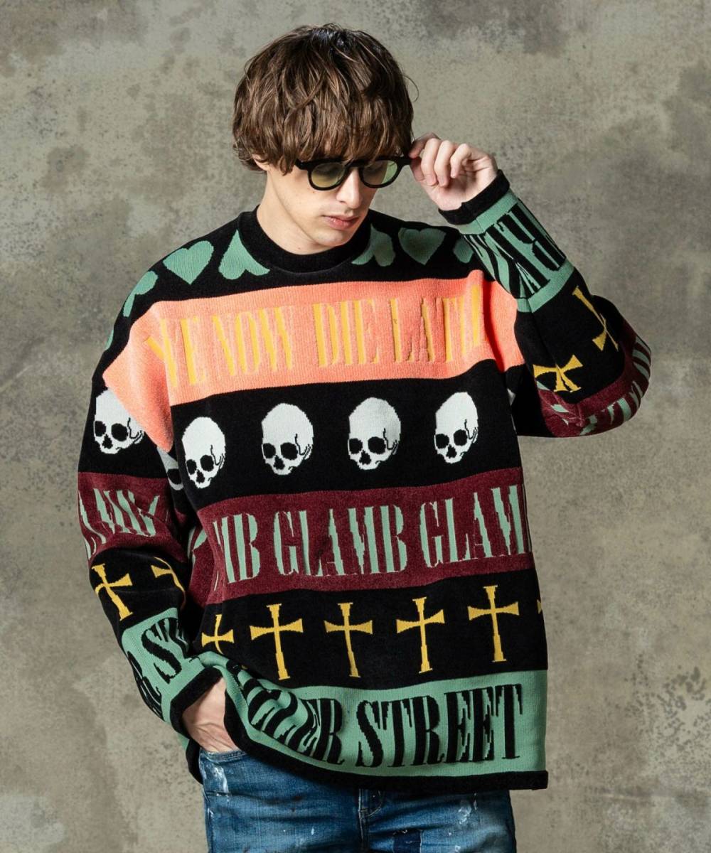 glamb(グラム) Grunge Symbols Pullover Knit / グランジシンボルプル