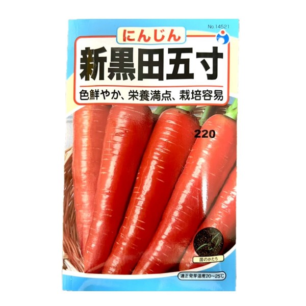 色鮮やか栄養タップリ、栽培容易 「新黒田五寸人参（にんじん）」 種子