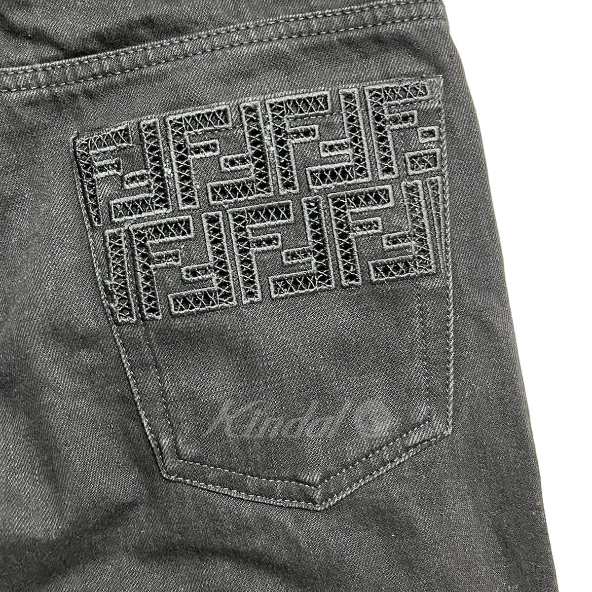 FENDI(フェンディ) 2021SS ズッカ柄刺繍デニムパンツ ブラック サイズ