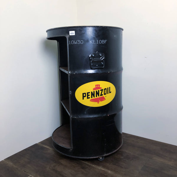 品番0451-1 PENNZOIL ドラム缶 テーブル シェルフ ブラック