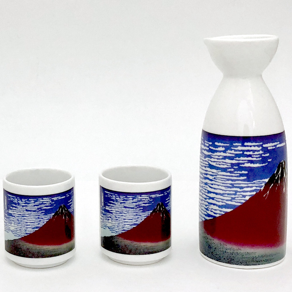 楽天市場】とっくり・おちょこセット 葛飾北斎 赤富士 波裏徳利 1個 お