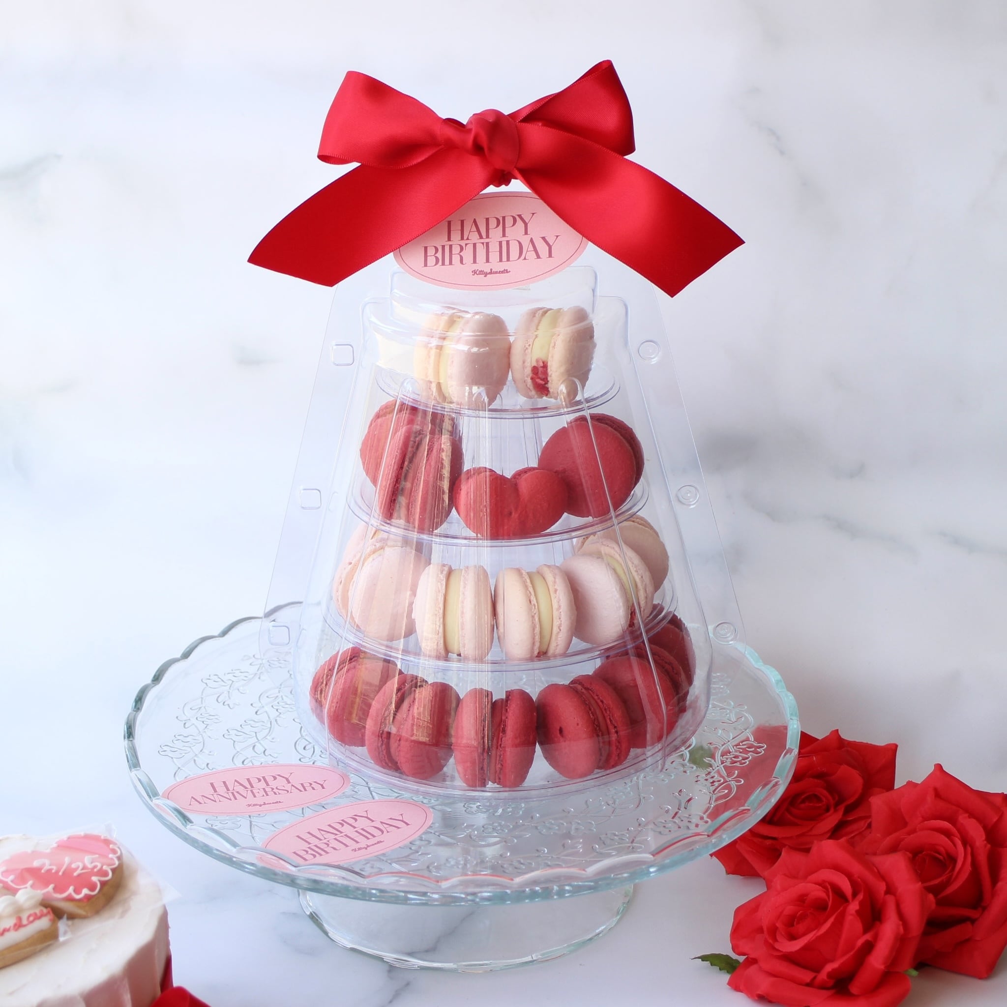 楽天市場】赤色 マカロンタワー ストロベリー 塩バニラ 19個入り