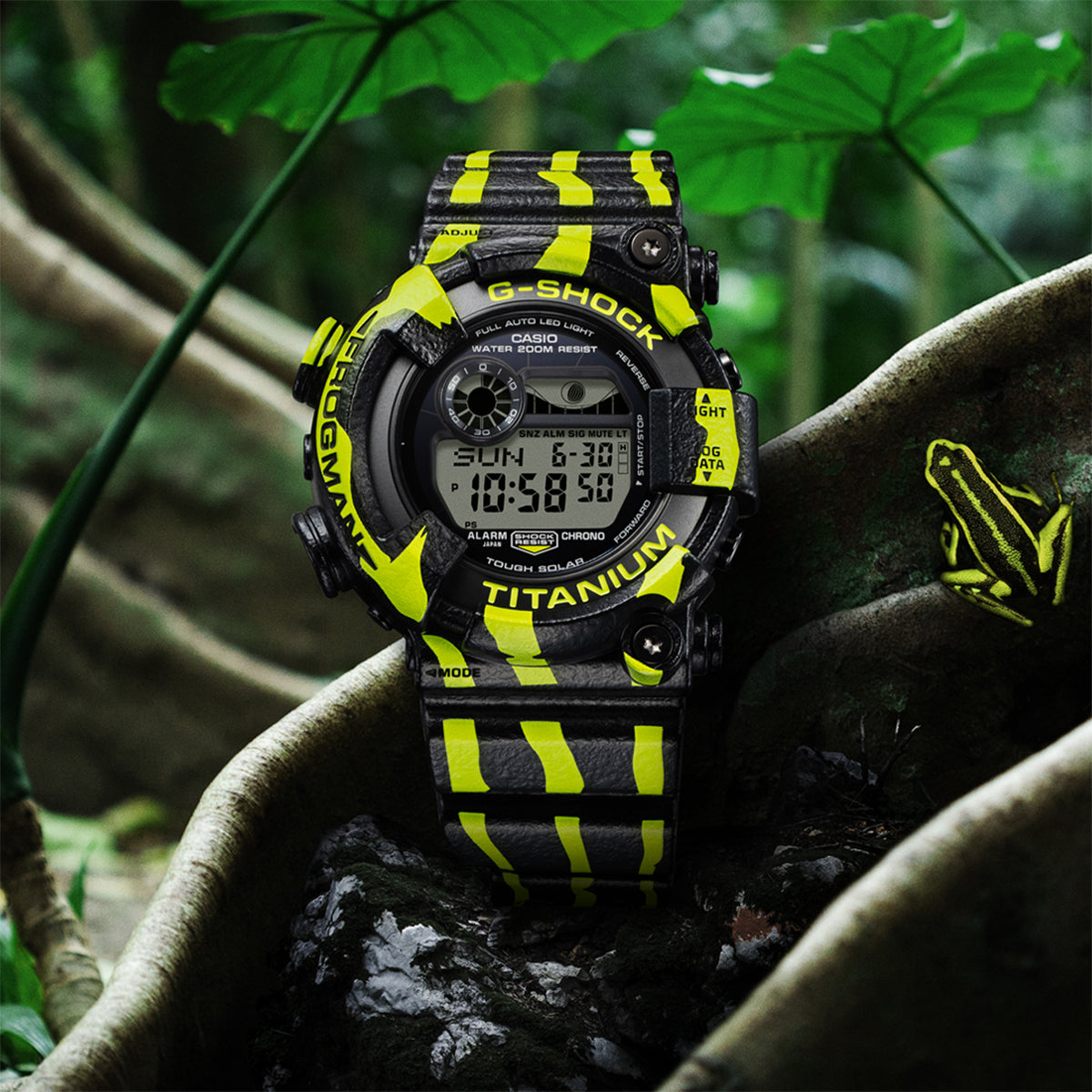 G-SHOCK フロッグマン ミスジヤドクガエル 縦縞模様 蛍光グリーン GW
