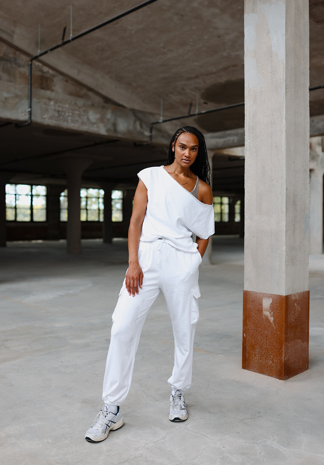 White French Terry Off the Shoulder Tee – Erin Oprea Basics