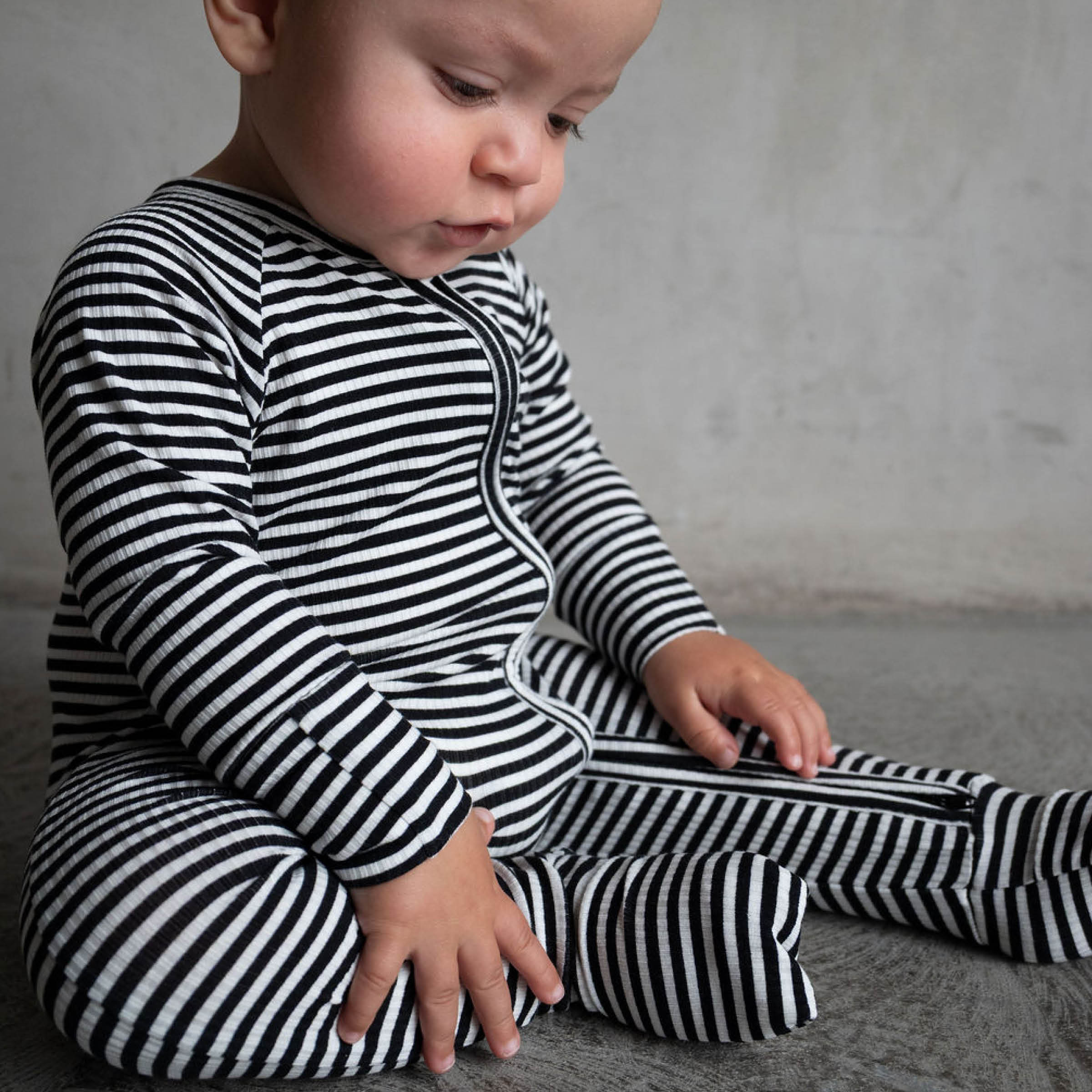 Midnight Stripe | Ribbed Bamboo Zip Romper – Brixton.Phoenix