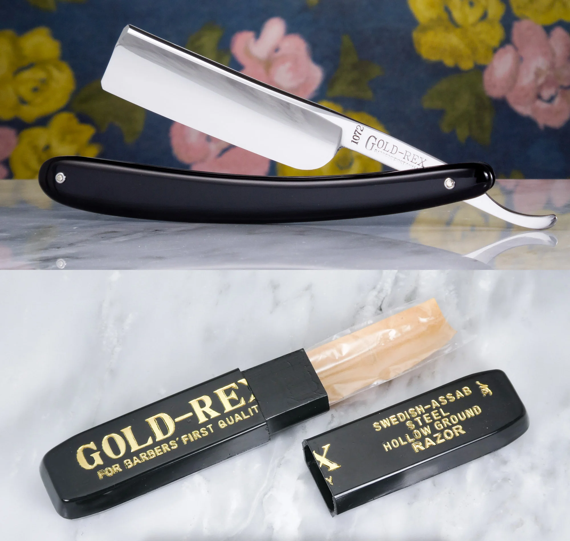 NOS Vintage Gold Rex 1072 Swedish Steel Japanese Straight Razor