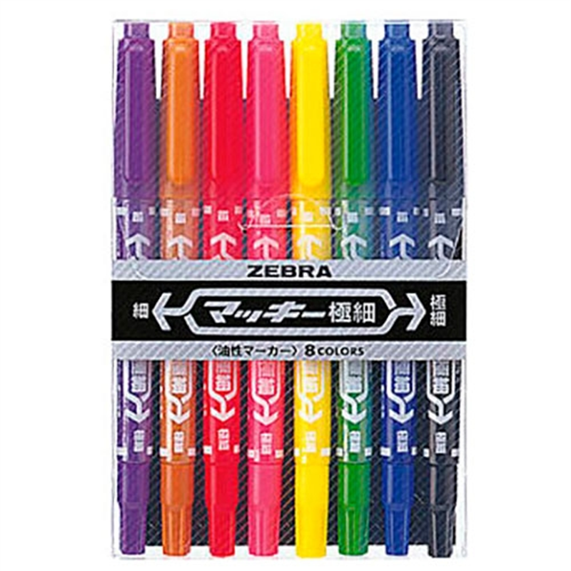 ゼブラ 油性マーカー マッキー極細 12色セット MOF-12C 1セット（ご