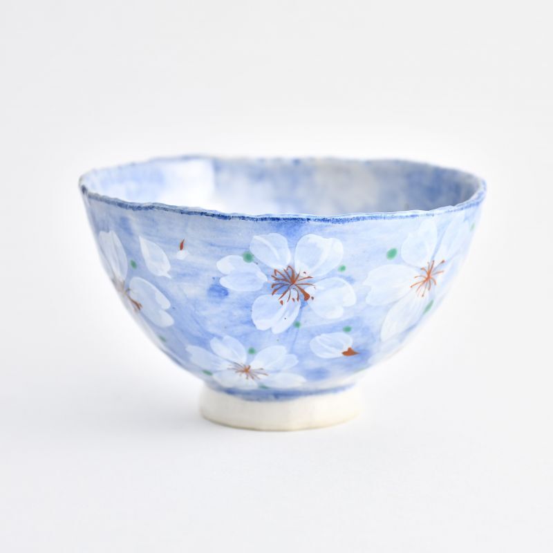 やよい花 茶碗 ブルー
