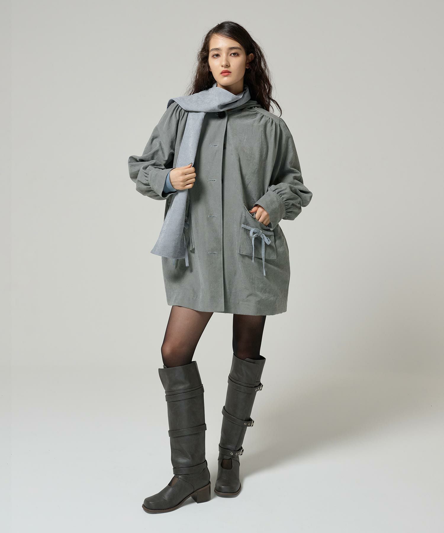 ストール付き フーディーコート TINA：JOJUN 全2色｜tnj131-0892【3