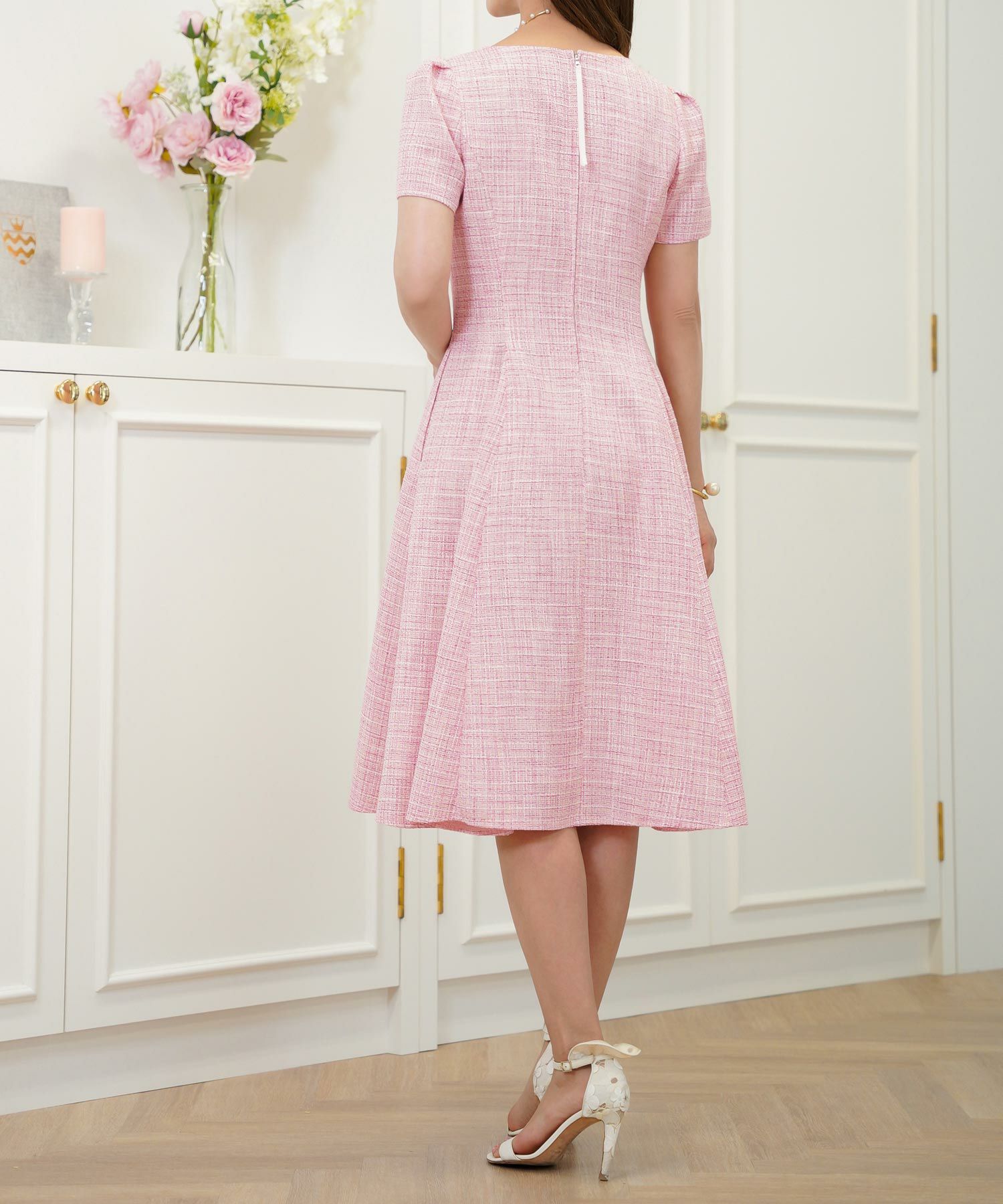 サマーツイード マチ入り フレア ワンピース Prima Scherrer 全3色