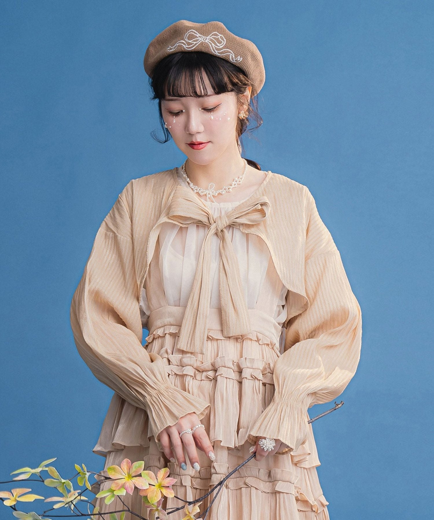 フロント リボン ボレロ miolite 全2色｜mio831-0056【1