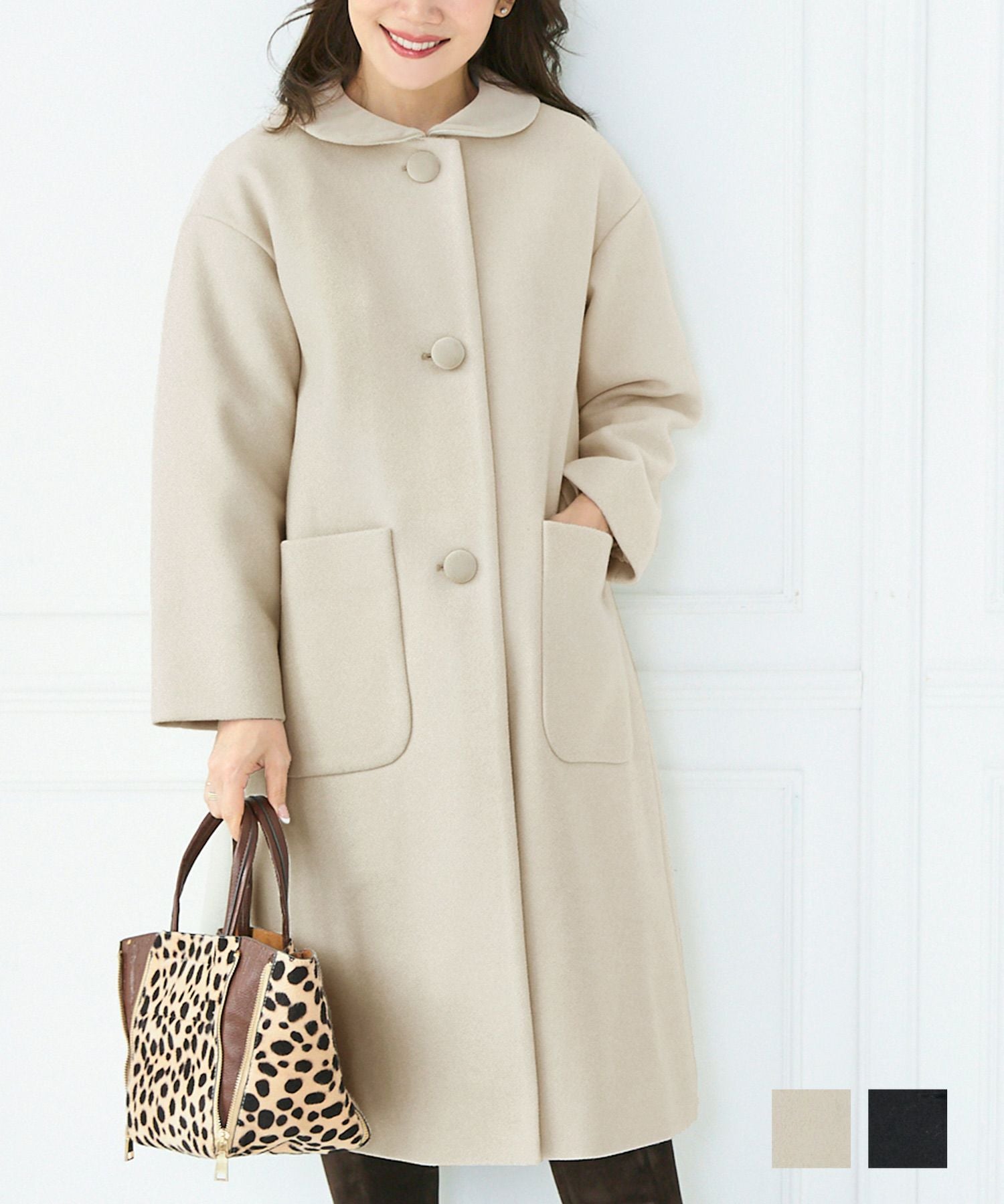 OUTLET-SALE ベロア 丸襟 後ろボックス コート Liala×PG 全2色｜lpg112