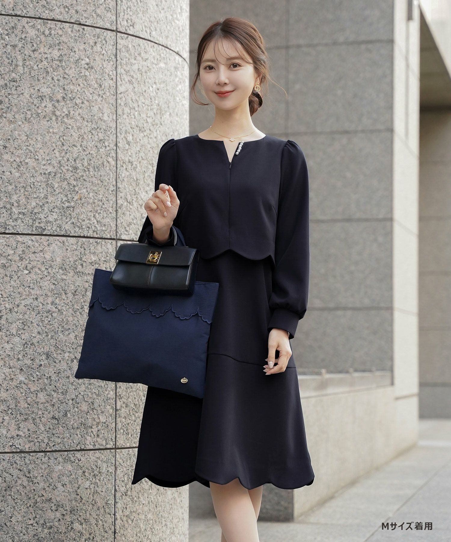 フロントファスナー スカラップ ワンピース le reve vaniller 全3色