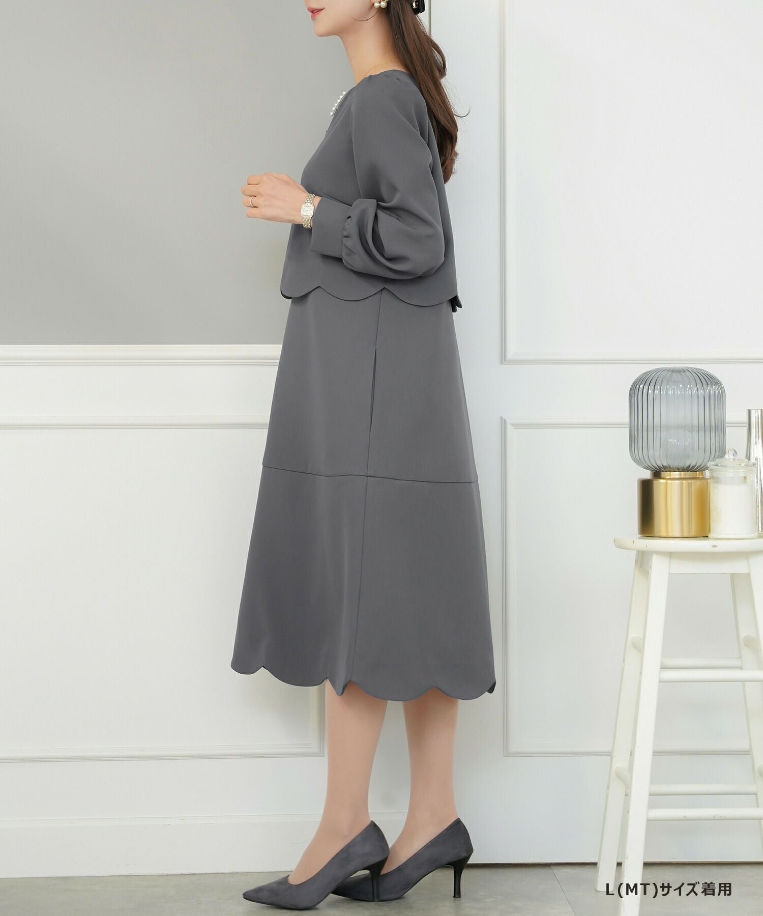 フロントファスナー スカラップ ワンピース le reve vaniller 全3色