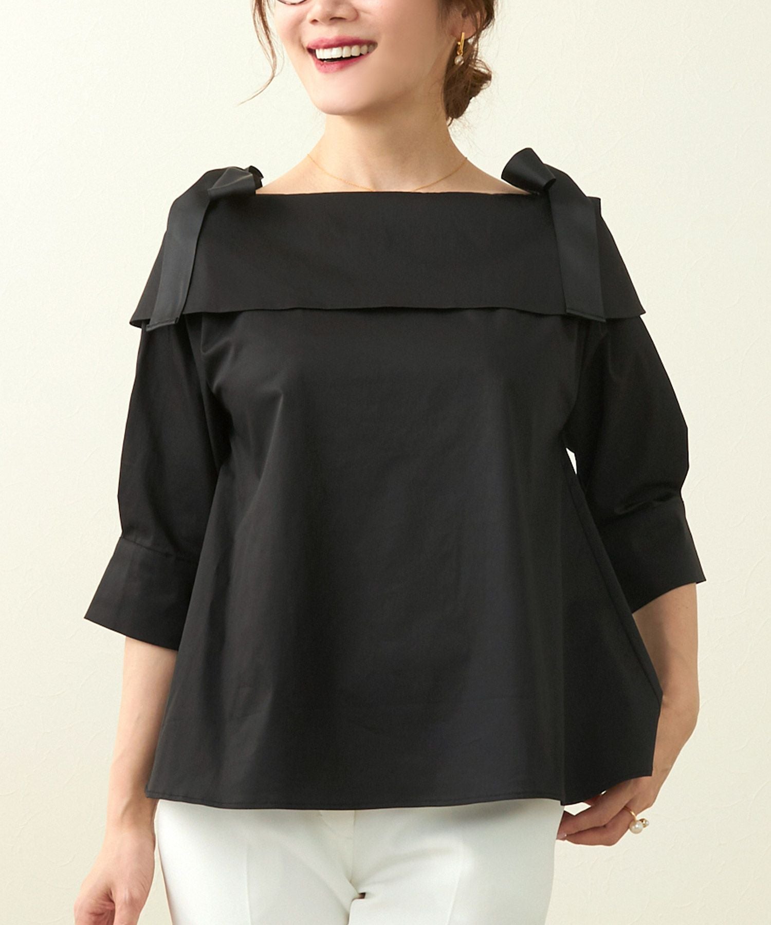 オフショルダー リボン ブラウス Liala×PG 全2色｜lpg811-1897【2