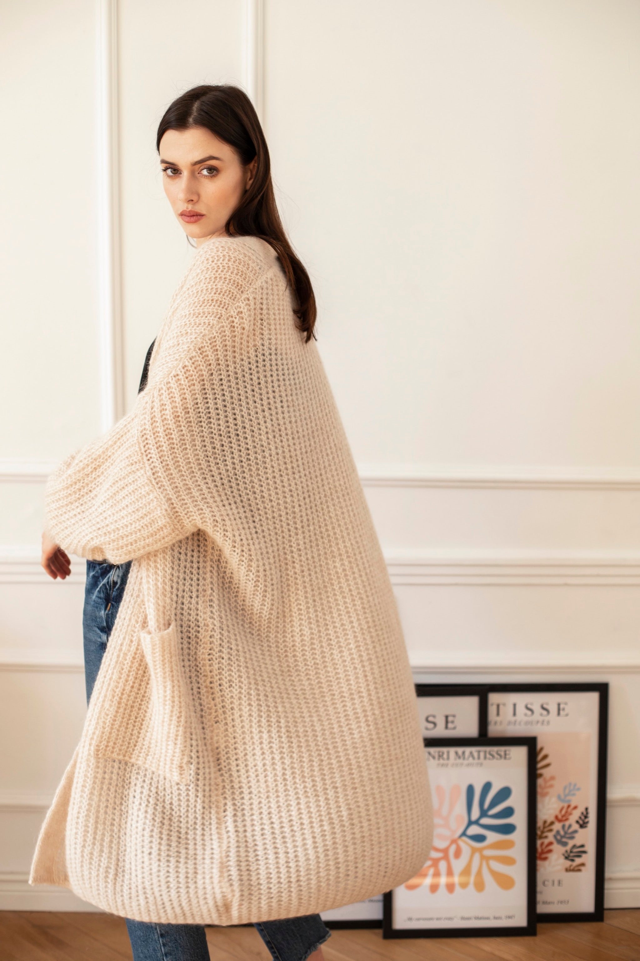Discover our locally-made Mohair Alpaca Wool Cardigan - Nude