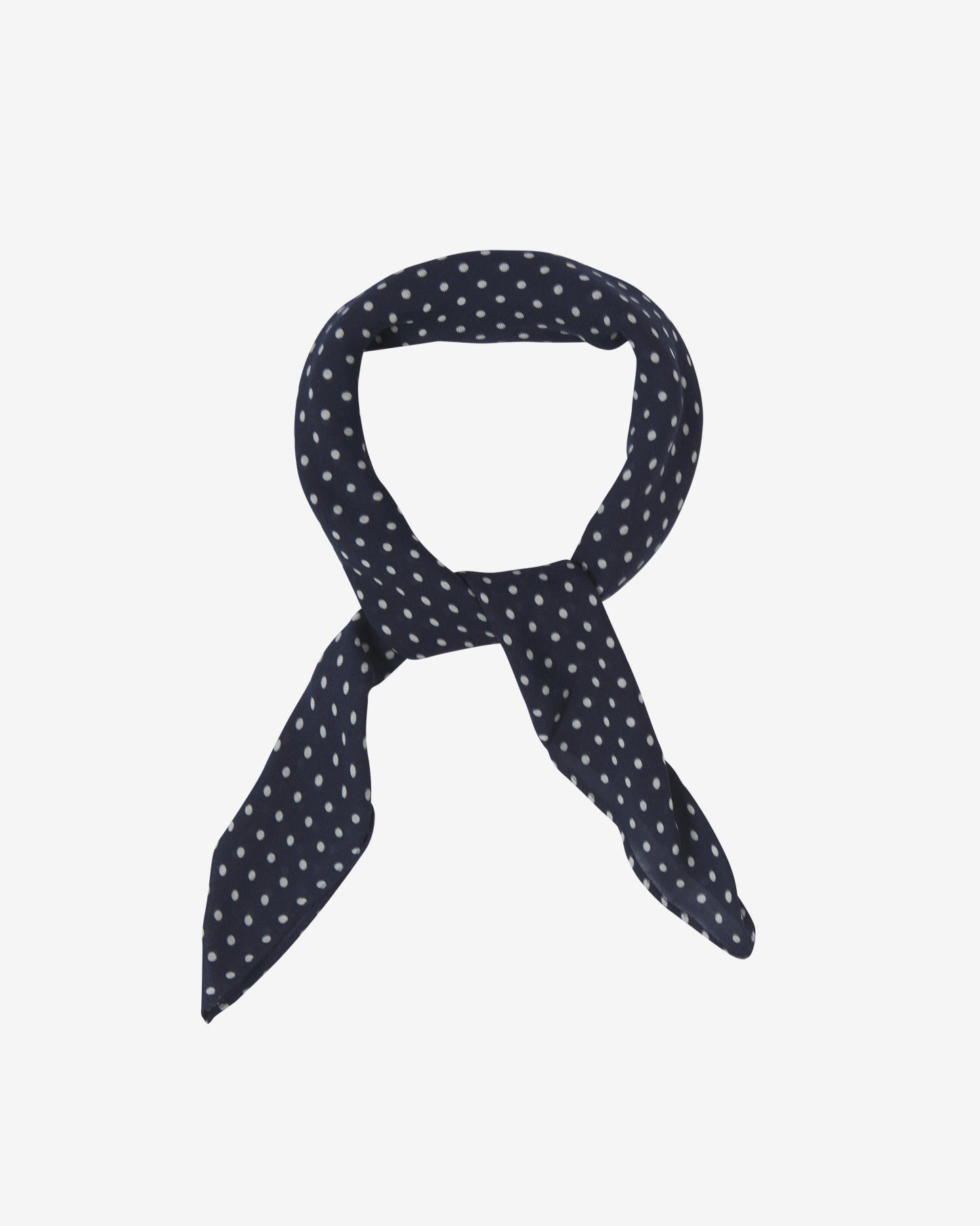 ネイビー＆ホワイトの水玉模様のボヘミアンバンダナ | Soho Scarves