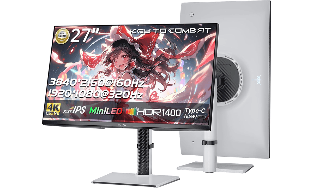 最大320Hz対応のMiniLEDディスプレイ搭載ゲーミングモニター「KTC