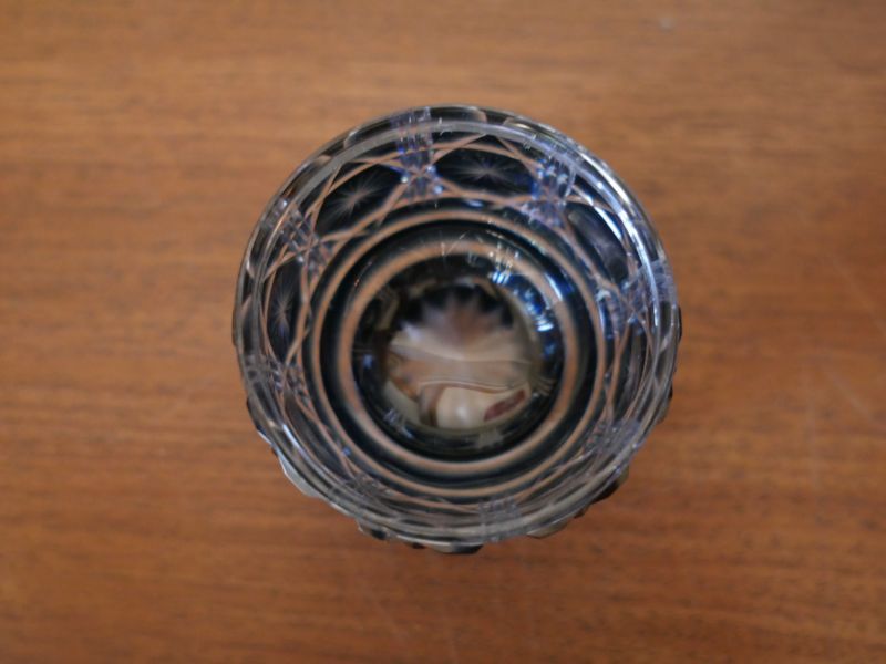 島津 薩摩切子 色被せガラス 切子お猪口【藍】 – smileantiques