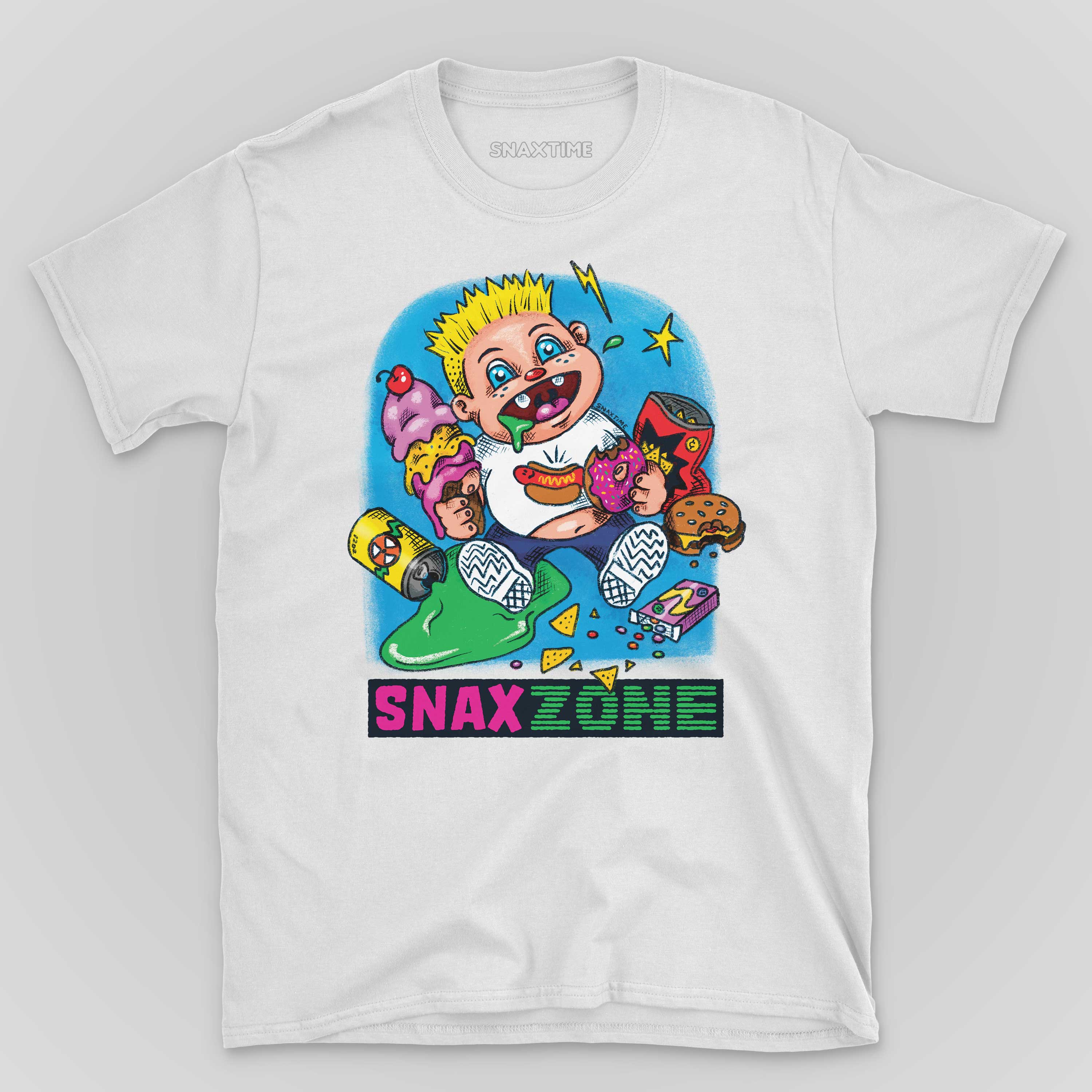 Junk Food 80s Style Cartoon Graphic T-Shirt | Snax Zone – Snaxtime