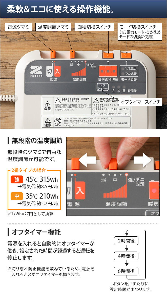 電気ホットカーペット 電磁波カット 2畳用 カバー付 | セレクト