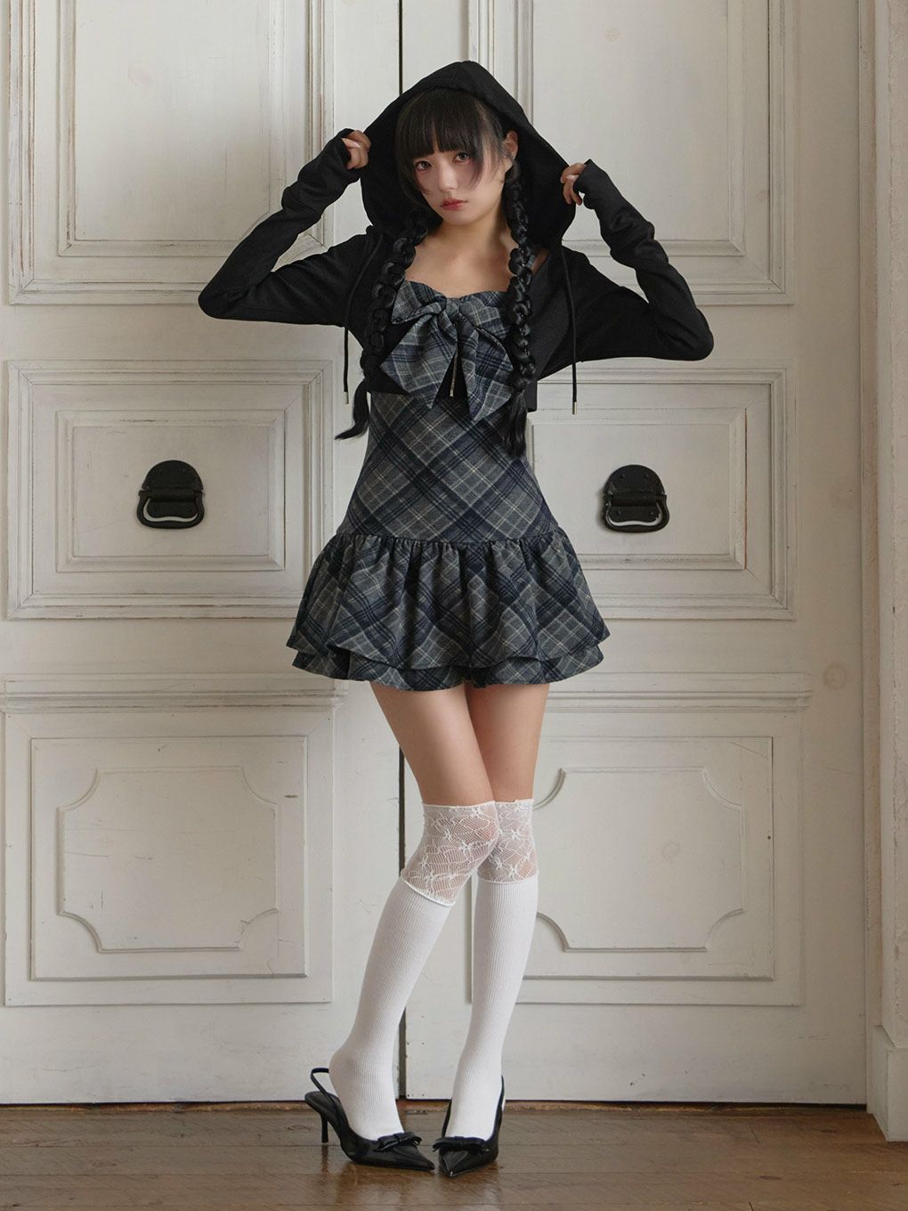 BUBBLES】チェックパーカーワンピース | sparkling mall online store