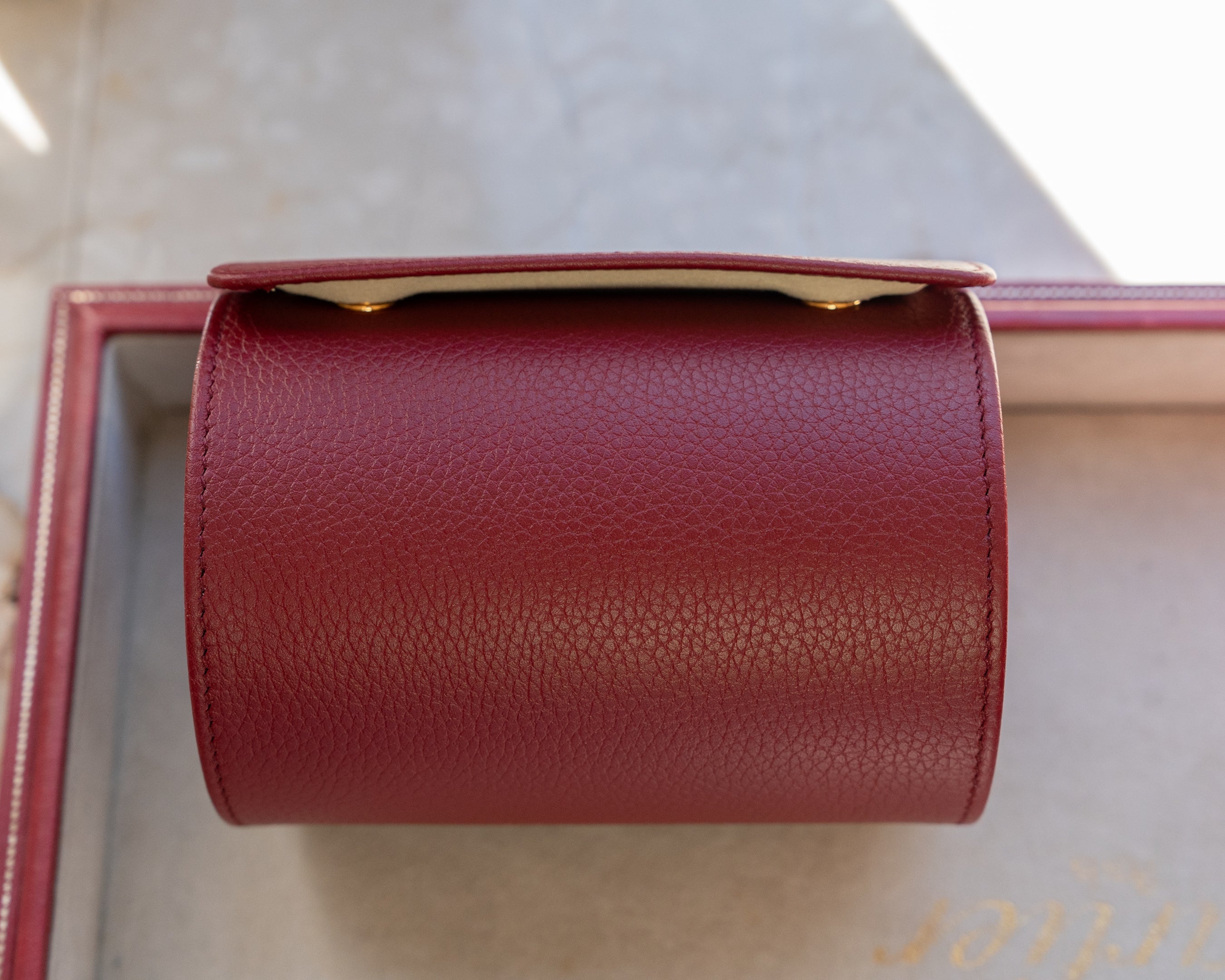 Cartier red calf skin leather oval watch case – Special Dial