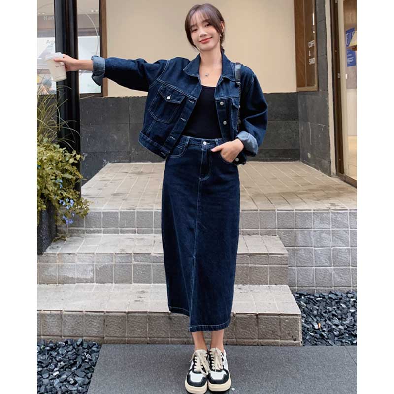 インディゴデニムセットアップ（青）春/秋 大人のカジュアルコーデ