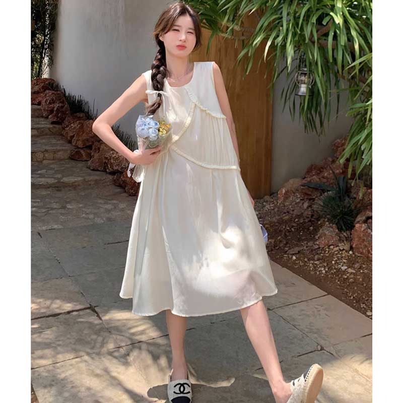 アイボリーノースリーブワンピース（白）春/夏 ふんわりフェアリー