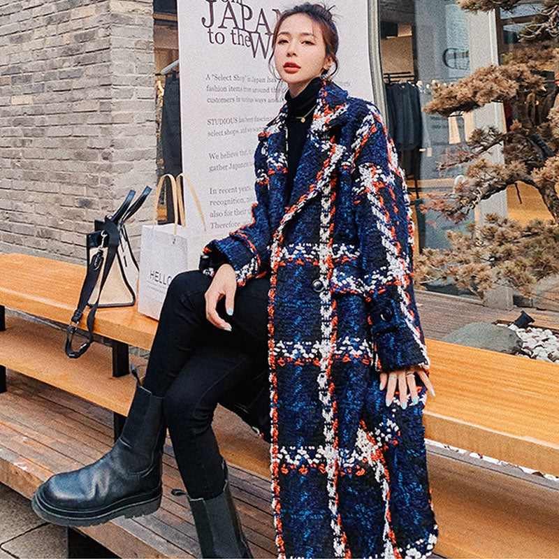 チェック柄ダブルブレストチェスターコート