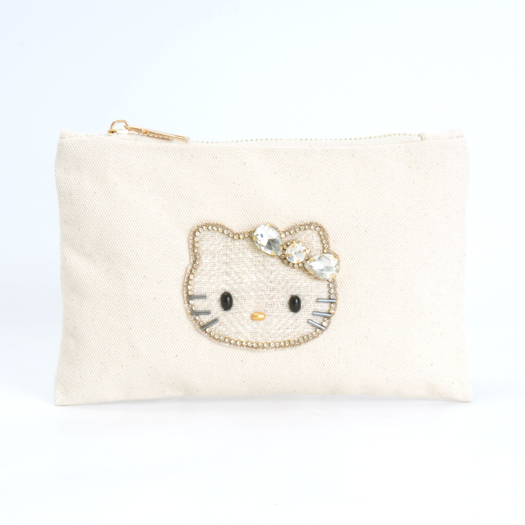 ビーズ刺繍モチーフ ハローキティ キャンバスポーチ（L） – MAYGLOBE