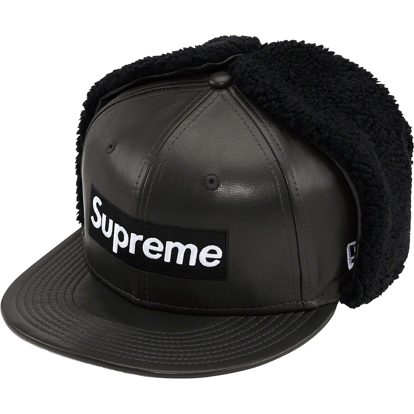 Leather Earflap Box Logo New Era® | Supreme 22fw