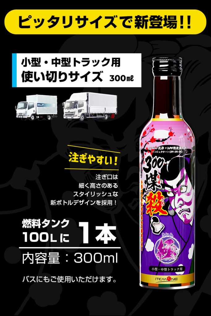 煤殺し 極300ml(エンジン洗浄＋DPF燃焼強化剤)-乗用車 - SUSU-GOROSHI
