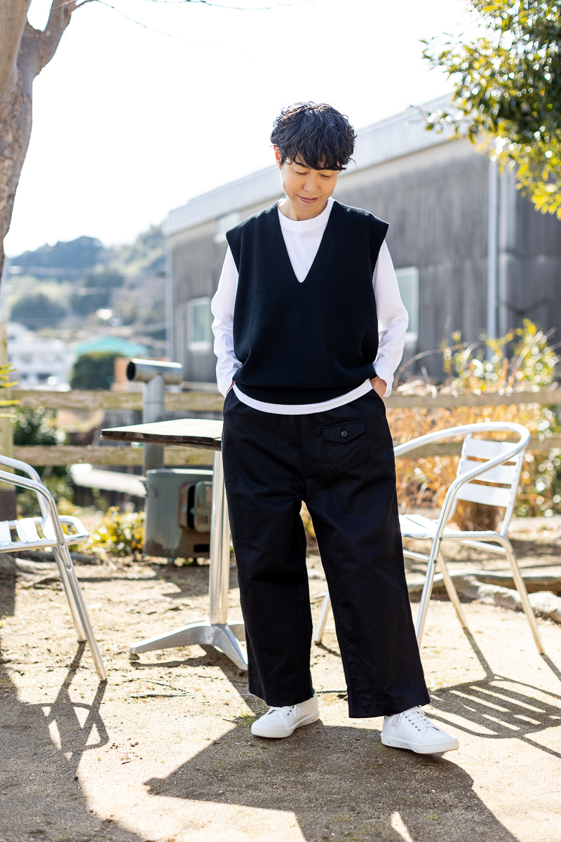 ベージュとミディアムグレー再入荷）ゴーシュのカツラギワイドパンツ