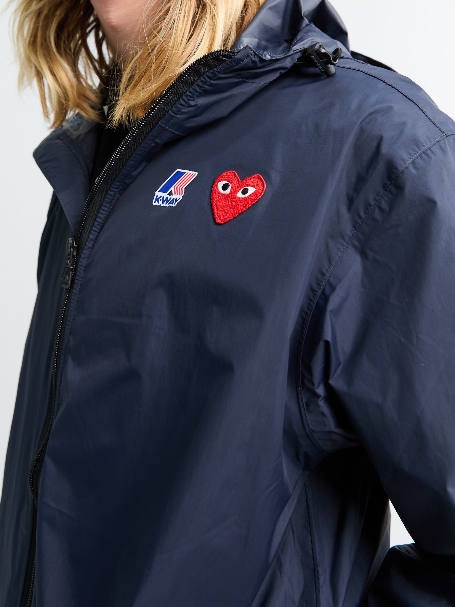 Comme des Garçons PLAY x K-Way Full Zip Packable Jacket in Navy – Stoy