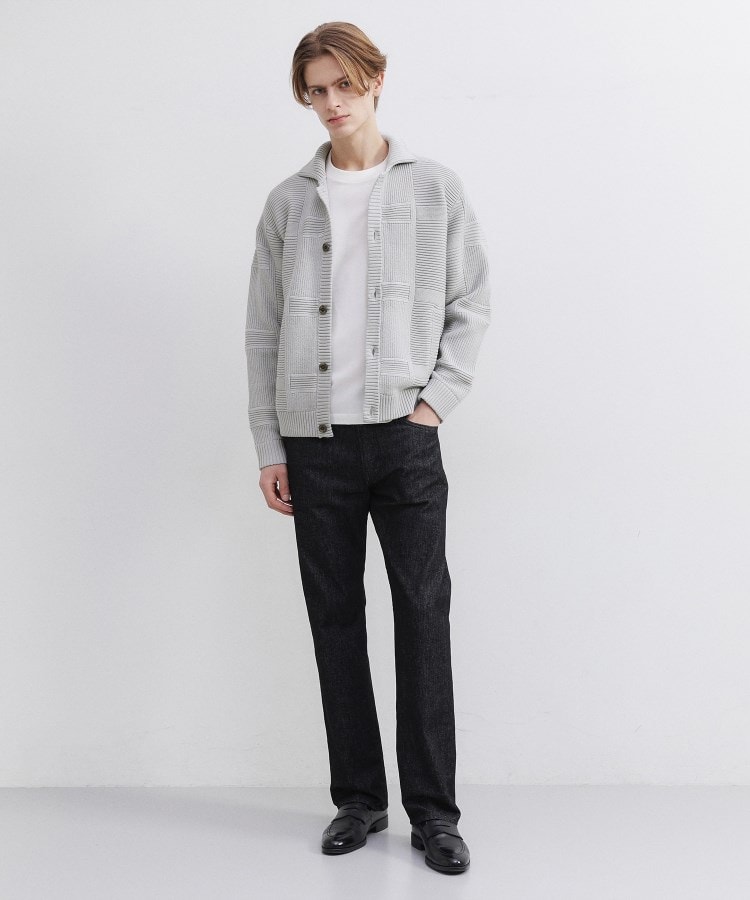 畦編みチェック ニットカーディガン（カーディガン/ボレロ） | TAKEO