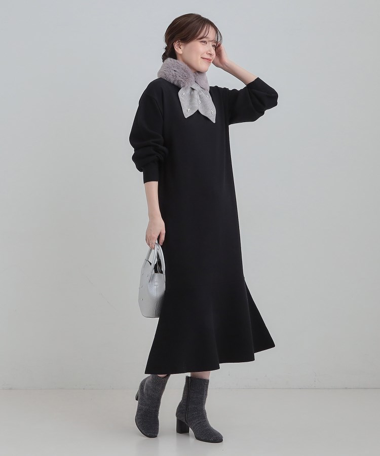 洗濯機可/S-LL】スタイルがすっきりに見える 裾マーメイドニット