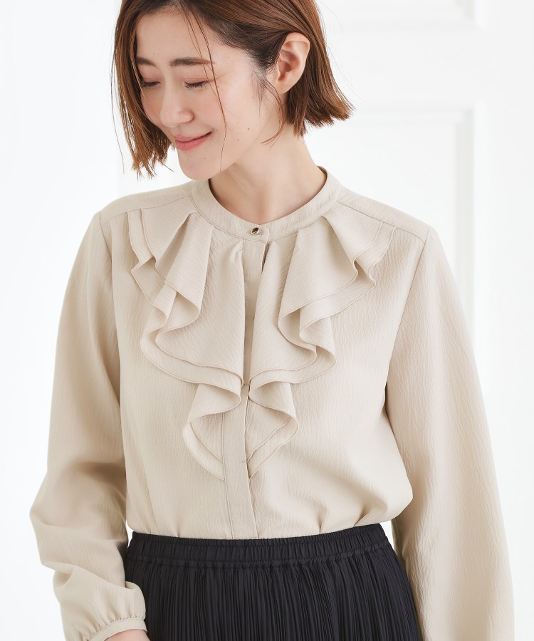 手洗いOK】フロントラッフルフリルブラウス（シャツ・ブラウス