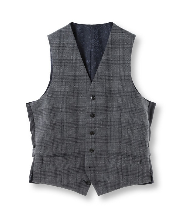 ミックスヤーンブッチャーチェックリバーシブルベスト｜メンズ