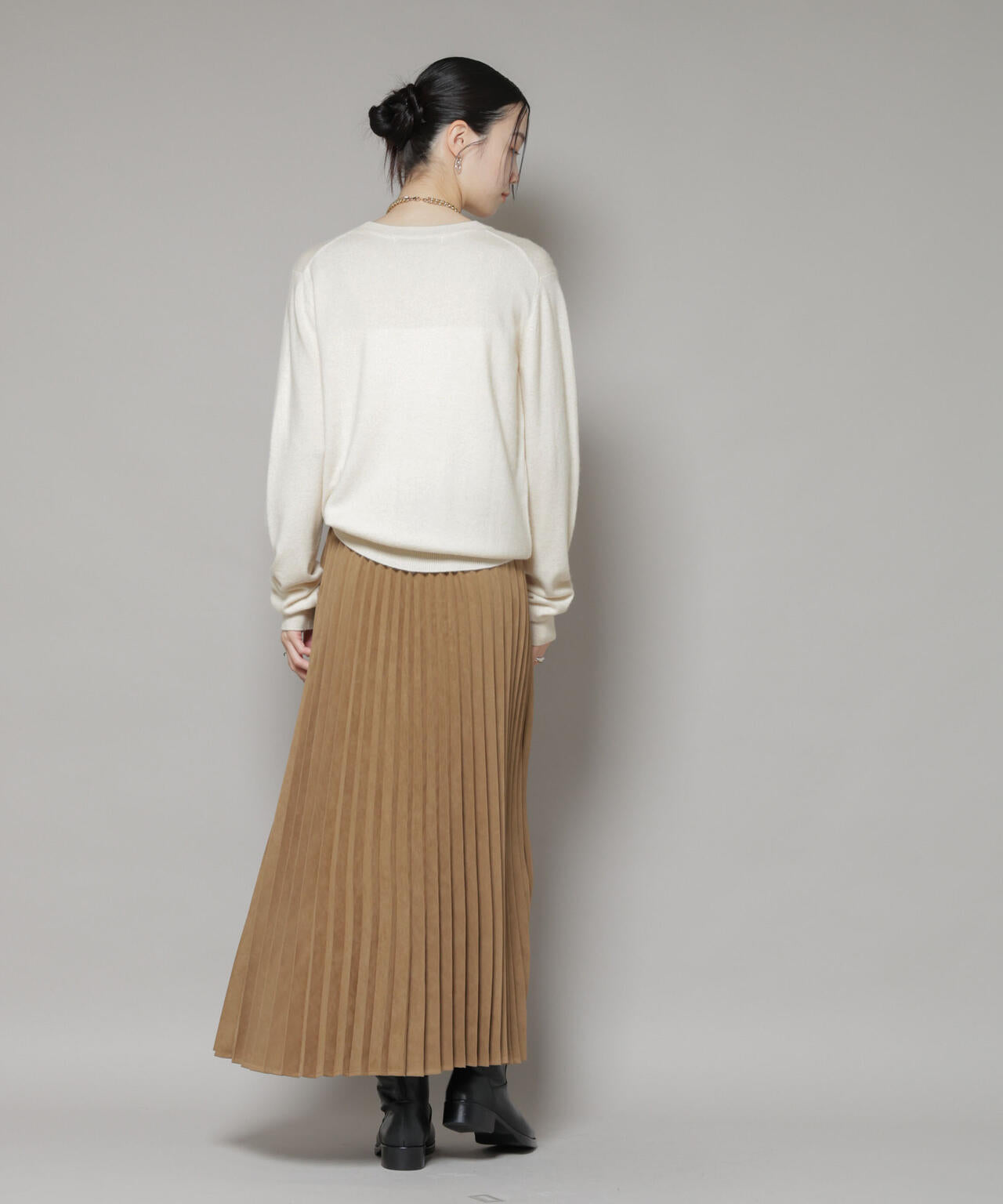 クルーネック カシミヤ混 ニット プルオーバー