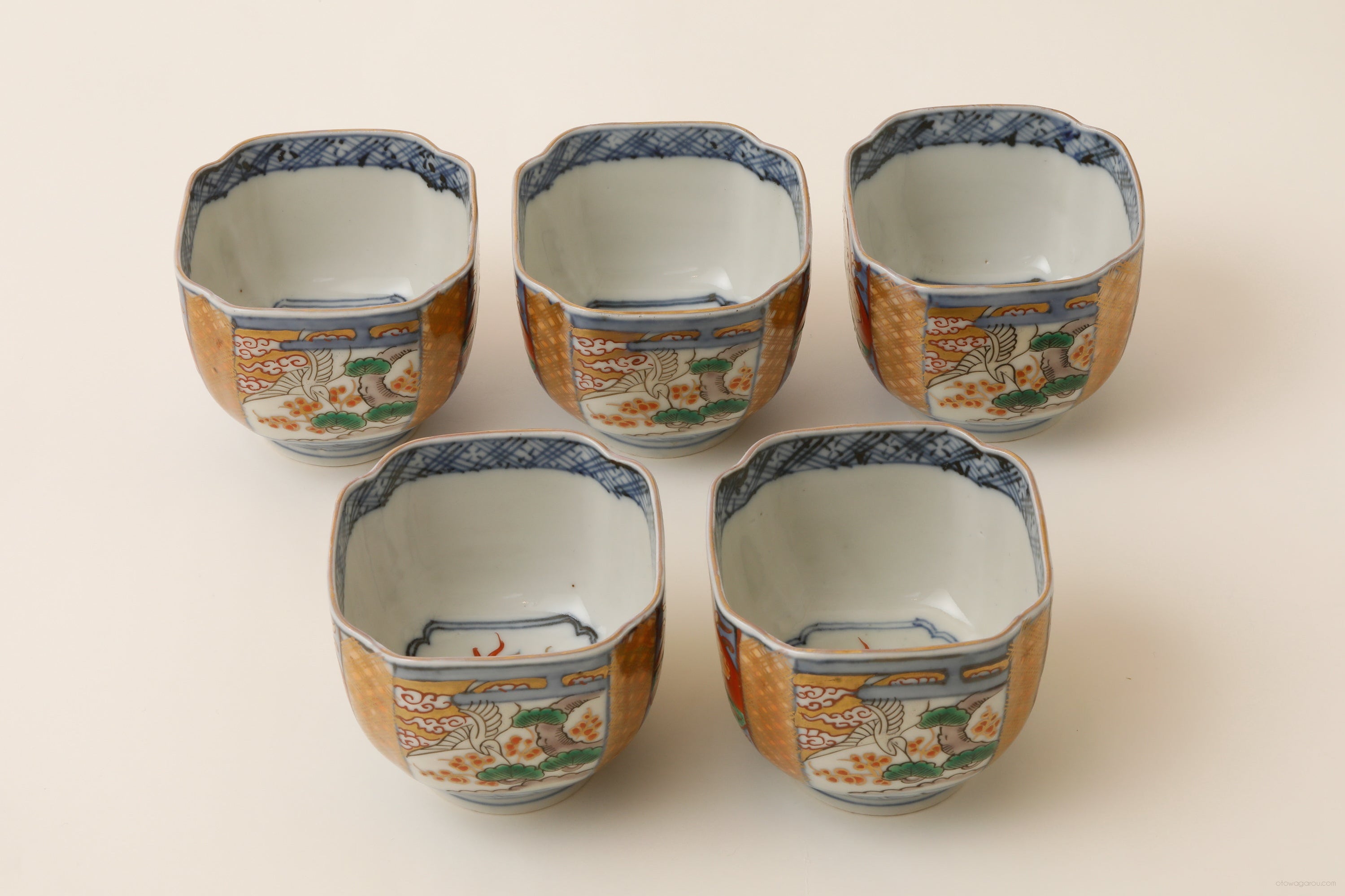 CM78】古伊万里 青磁 染付 猪口 四客 陶芸 湯呑 酒器 小鉢 向付 懐石