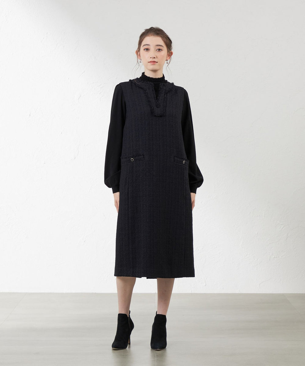 尾州素材】ツイードネイビーワンピース(ワンピース)｜AMACA(アマカ)の
