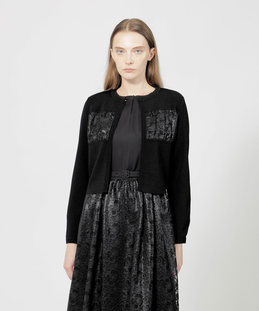 グロッシーレースコンビ ニットカーディガン(トップス)｜EPOCA(エポカ