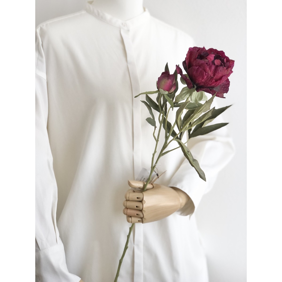造花】アスカ/ピオニー×1 つぼみ×1 ワイン/A-34972-15A - 花材通販は