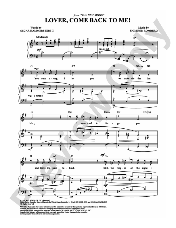 Lover, Come Back To Me!: Piano/Vocal/Chords: Nat King Cole