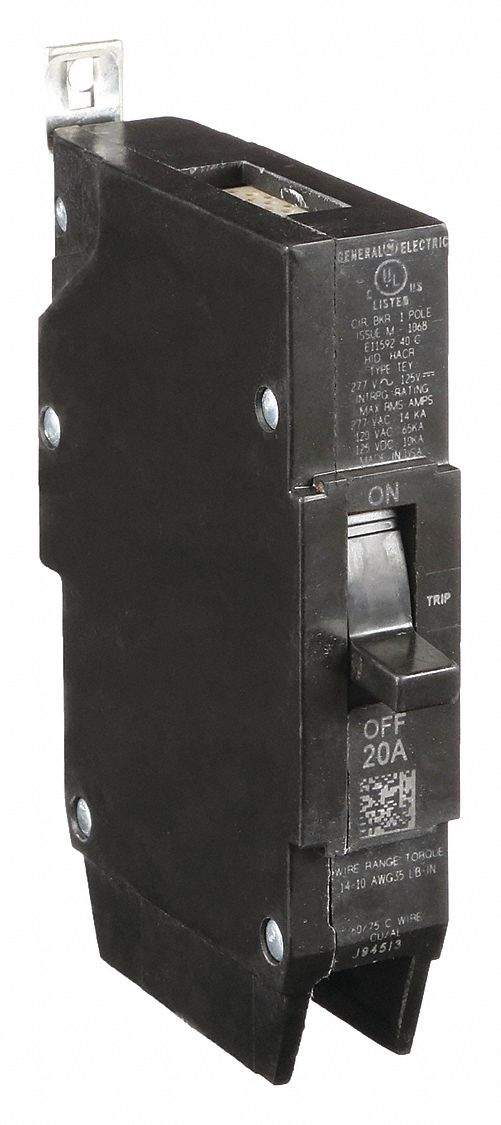 GE, 20 A Amps, 14kA at 277V AC, Molded Case Circuit Breaker