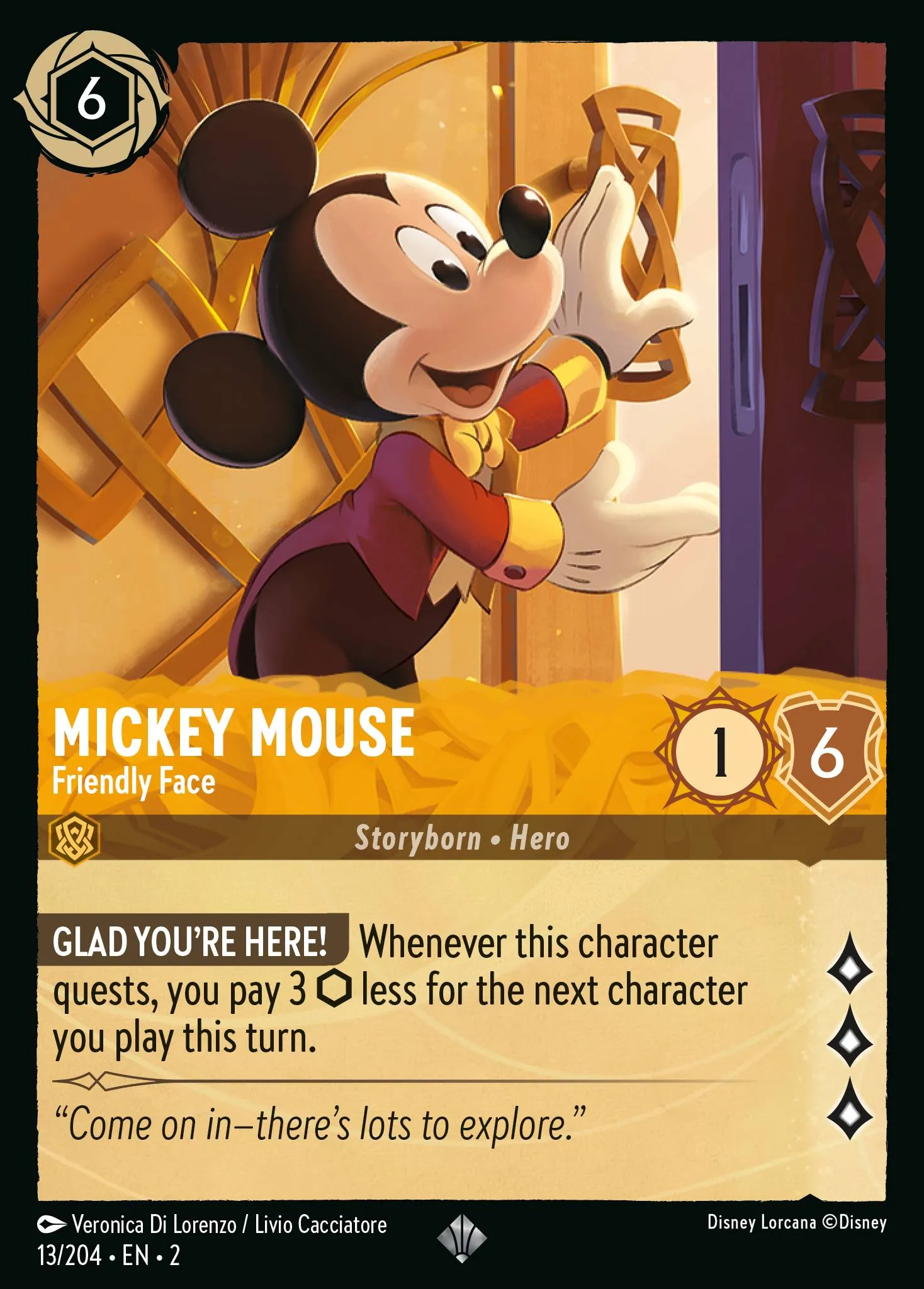 010-023 Mickey Mouse - Amber Champion Lorcana Card | Disney Lorcana