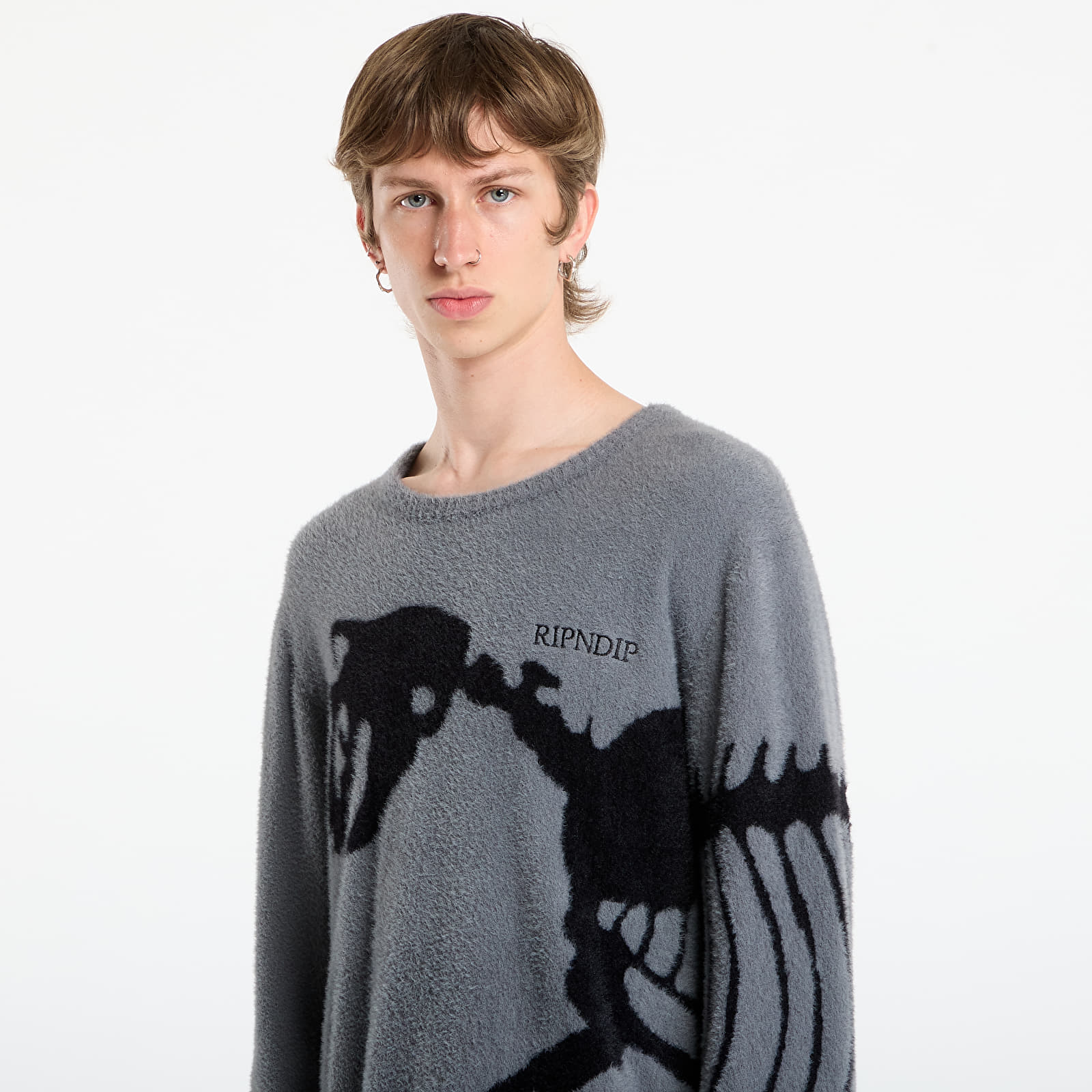 Sweaters RIPNDIP Fossil Mohair Knit Sweater Charcoal (RNDFALL25102