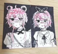 手描きイラスト 名刺サイズ オリジナルイラスト 萌え絵 病みかわ